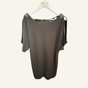 SL Fashions Black Cold-Shoulder Dress with Shoulder Embellishment